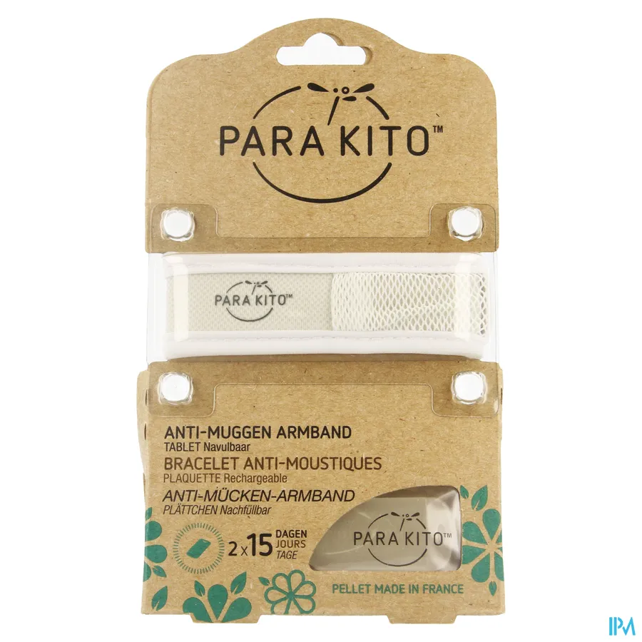 packshot van ParaKito Anti-Muggen Armband Wit met 2 Navultabletten
