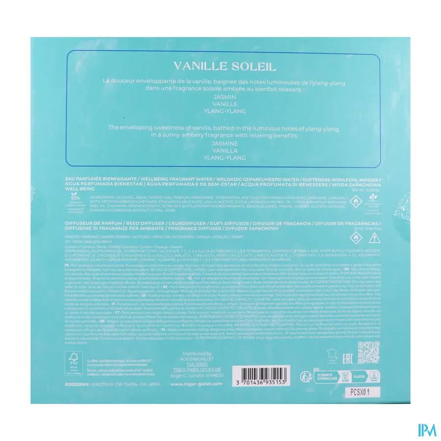 packshot van Roger & gallet Kerstset Vanille Sol. 100ml+diff