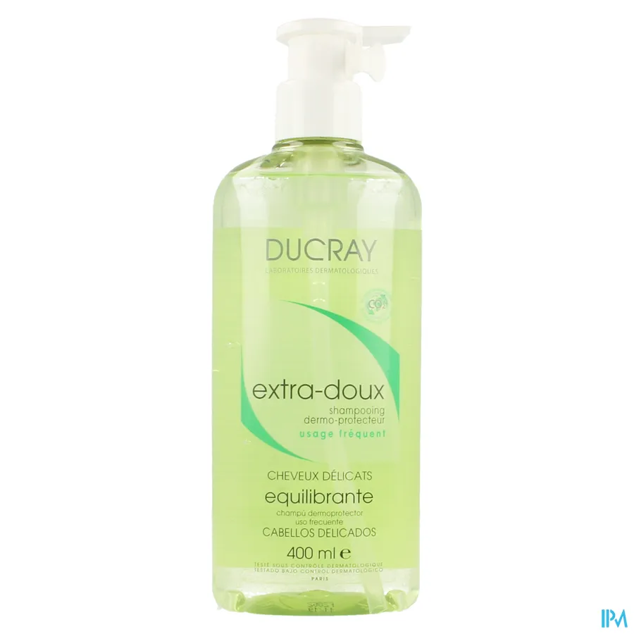 packshot van Ducray Extra-Doux Huidbeschermende Shampoo voor Normaal en Broos Haar Flacon 400 ml