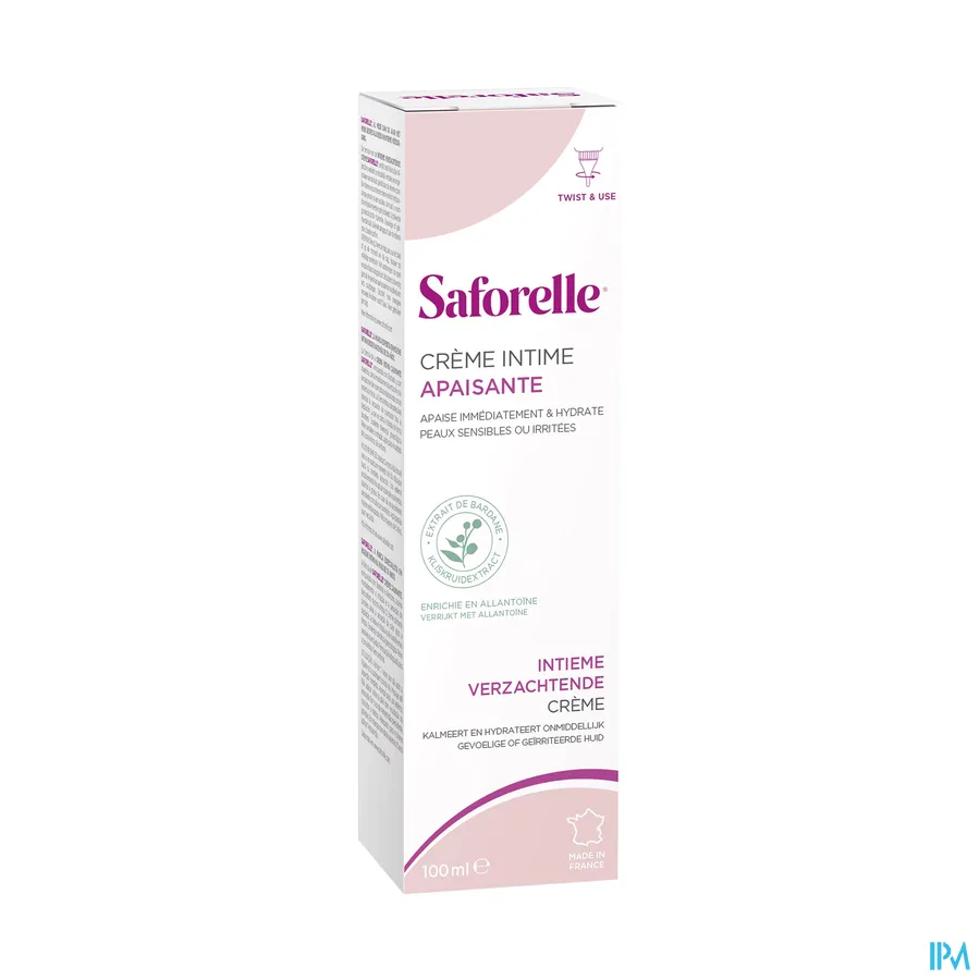 packshot van Saforelle Verzachtende Intieme Crème bij Irritaties en Ongemakken van de Huid met Kliskruid en Allantoïne Tube 100 ml