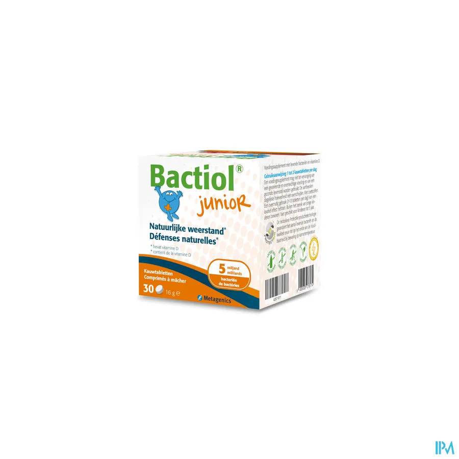 packshot van Bactiol Junior 30 kauwtabletten