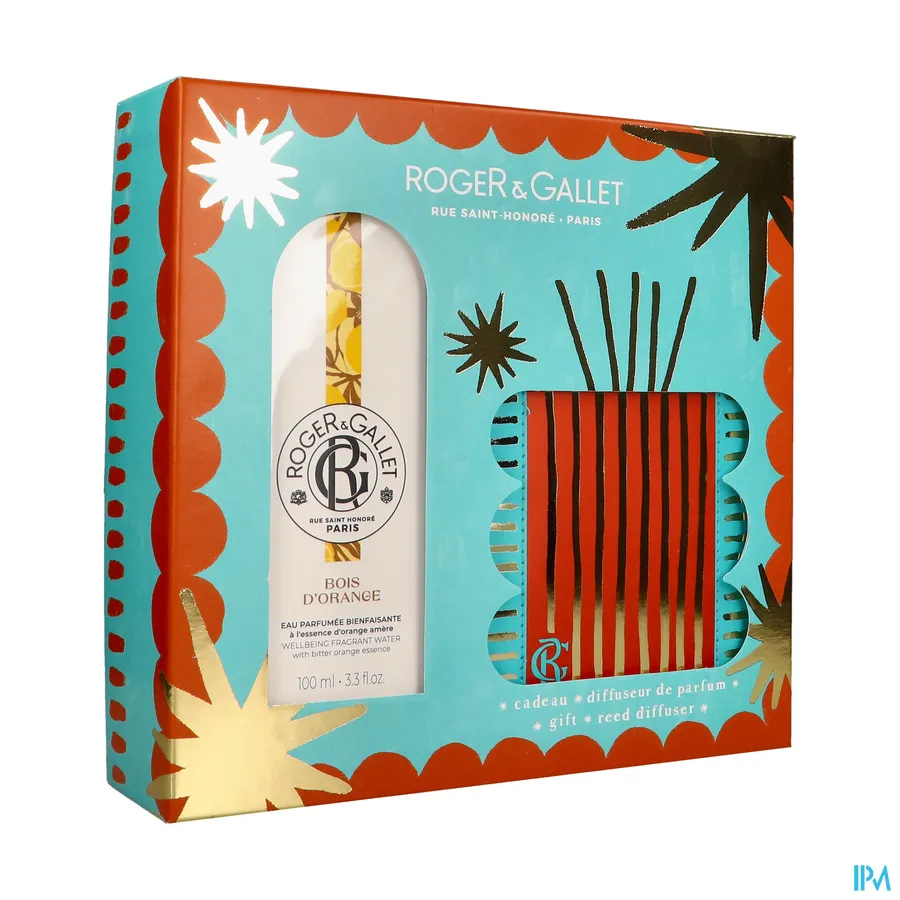packshot van Roger & Gallet Geparfumeerd Water + Geurstokjes Geschenkset Bois d'Orange