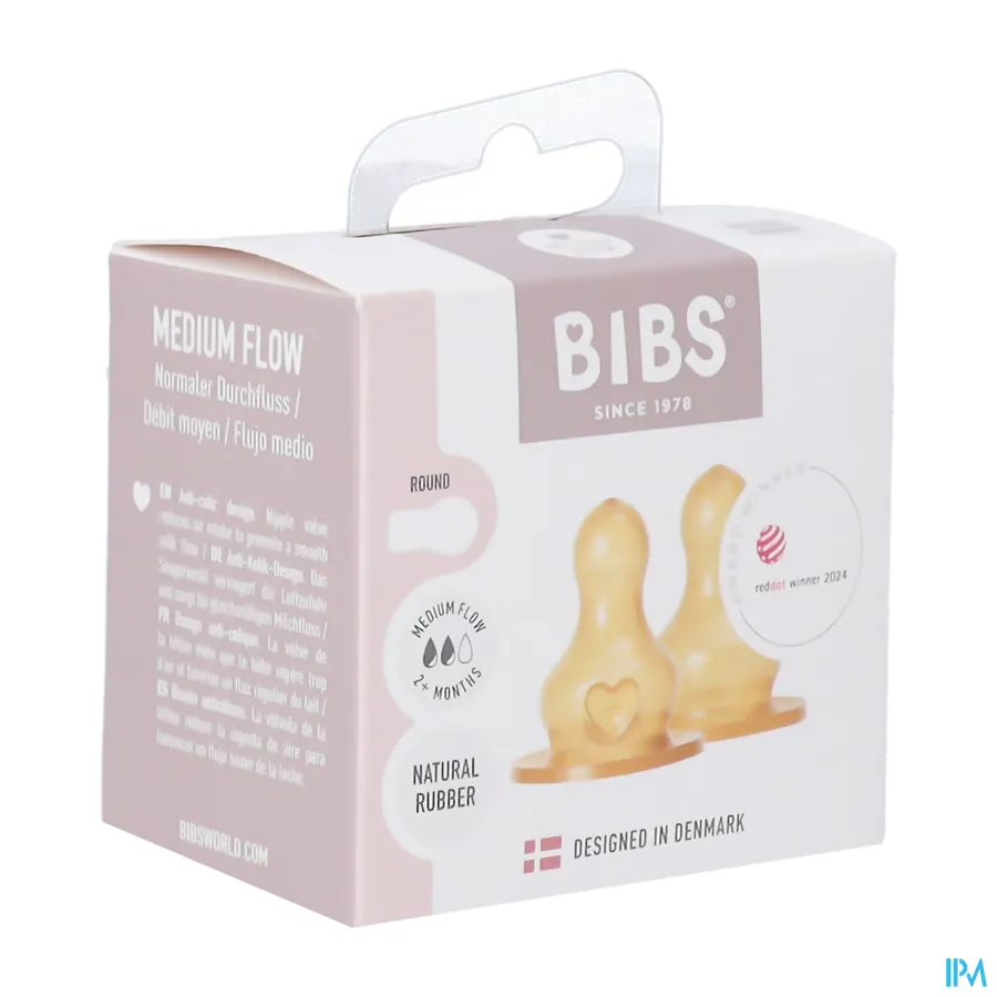 packshot van Bibs Zuigfles Spenen Latex Duopack M