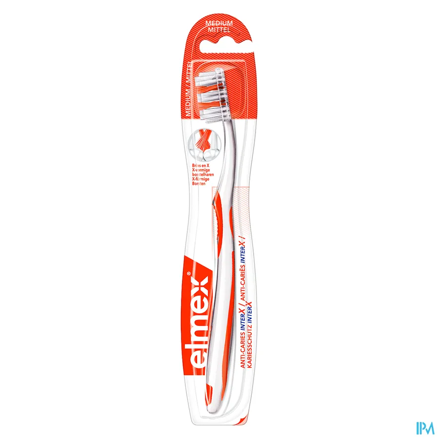 packshot van Elmex Tandenborstel Anti Cariës met X-Haren Medium 1 Stuk