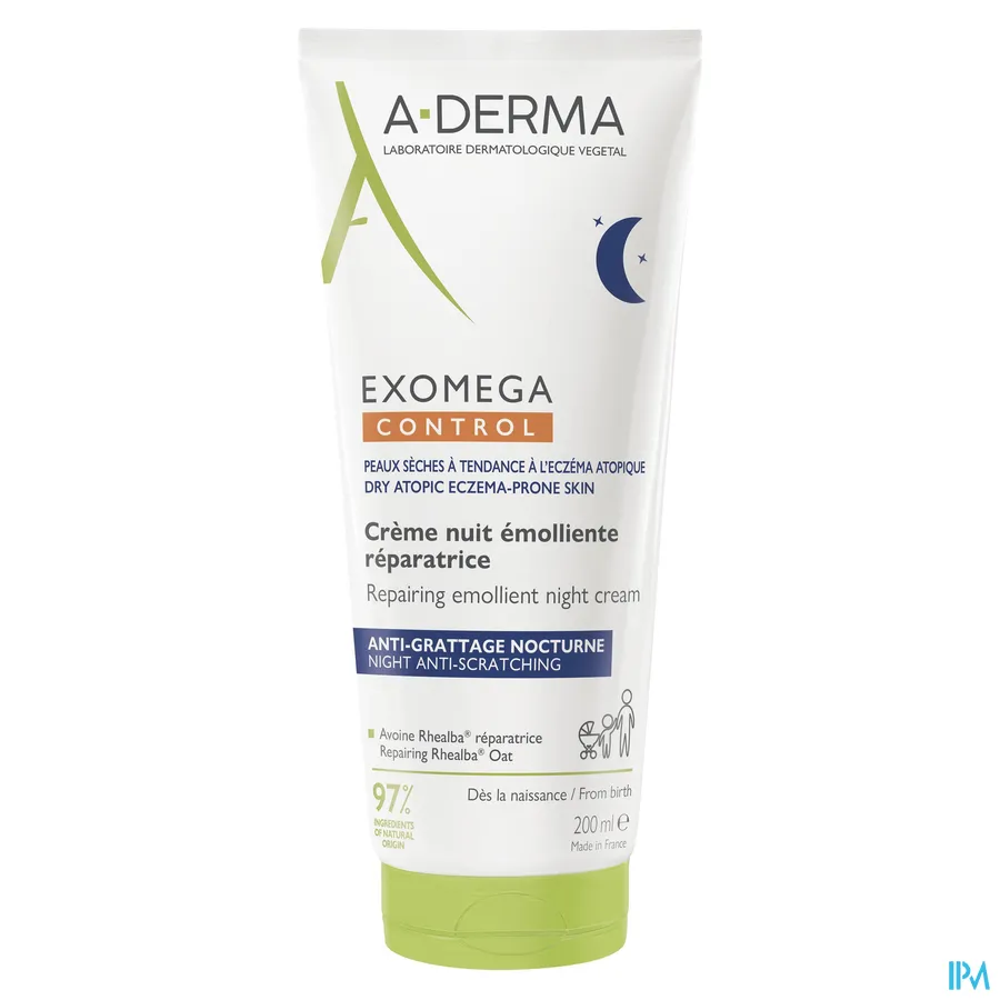 productshot van Aderma Exomega Control Herst. Emol. Nacht Cr 200ml