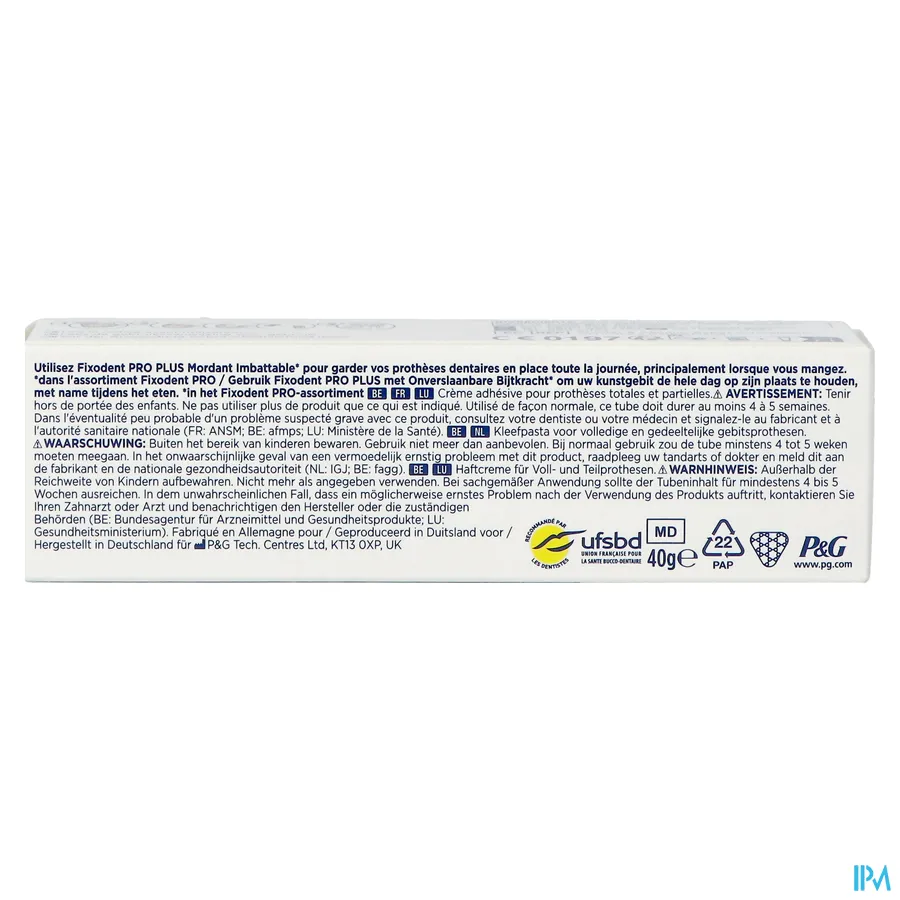 packshot van Fixodent Proplus Unbeatable Bite Tube 40g