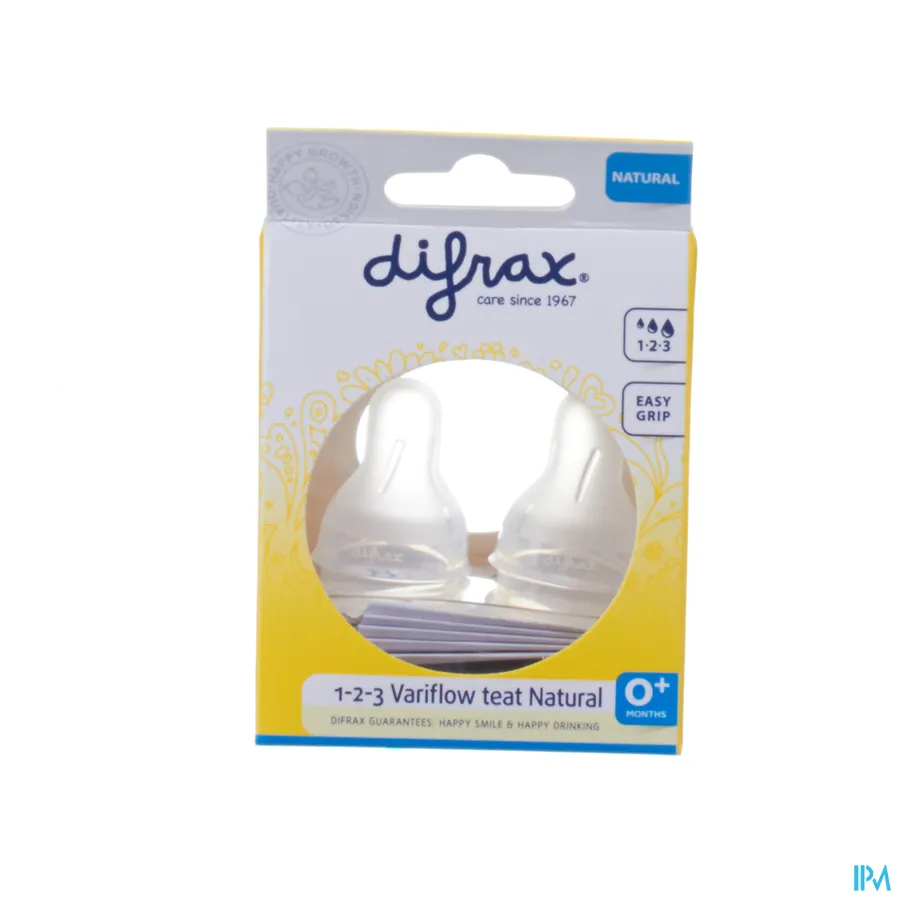 packshot van Difrax 1-2-3 Doseerspeen Natural 2 stuks