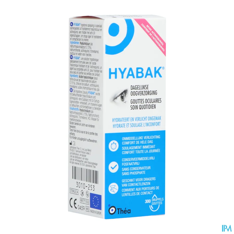 packshot van Hyabak met 0,15% Hyaluronzuur zonder Bewaarmiddel 10 ml
