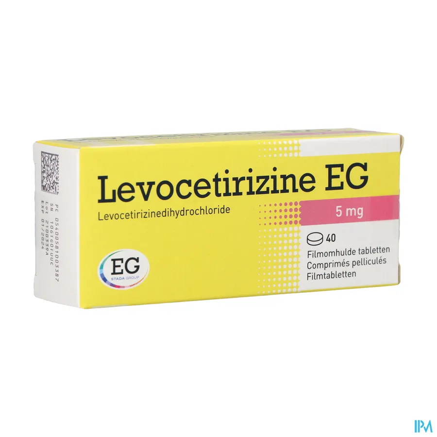 packshot van Levocetirizine EG 5 Mg 40 Tabletten