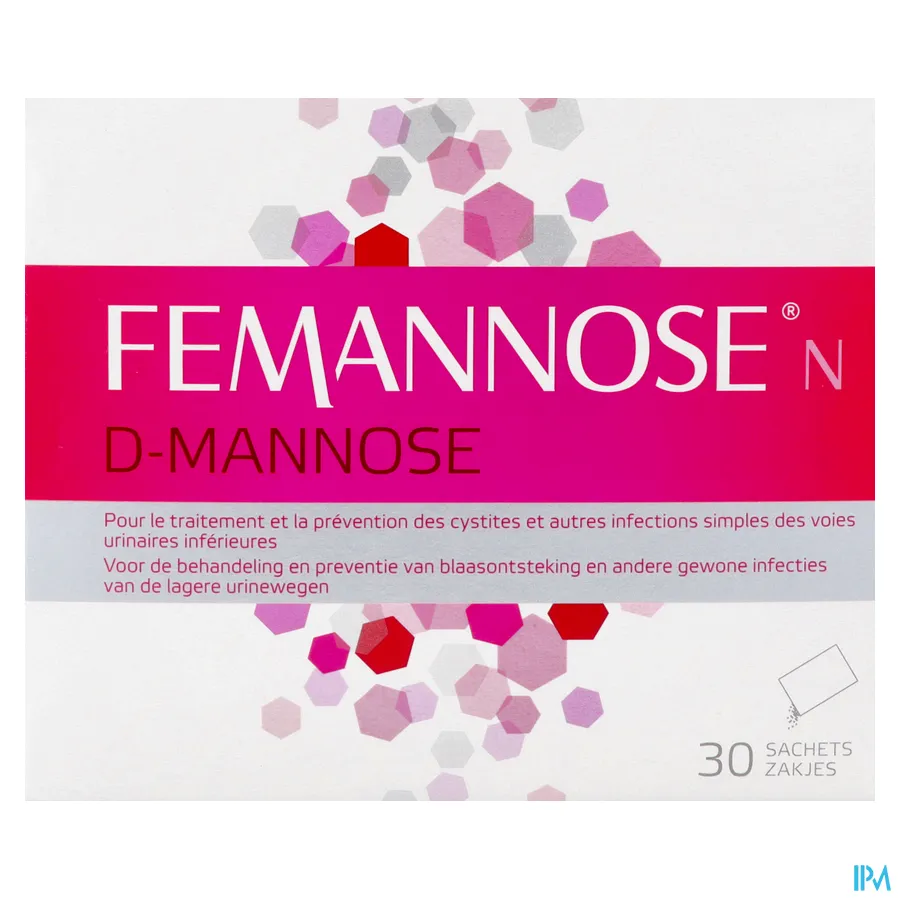 packshot van Femannose voor Behandeling en Preventie van Blaasontsteking en Urineweginfecties 30 Zakjes