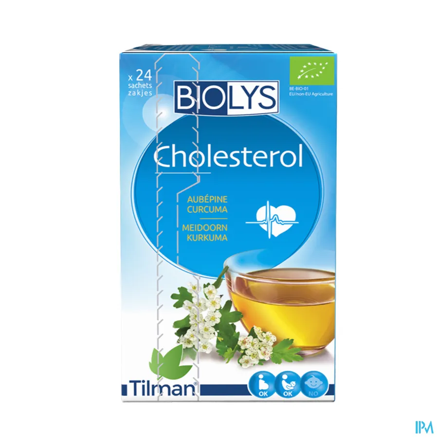 packshot van Tilman Biolys Cholesterol Meidoorn-Kurkuma 24 zakjes