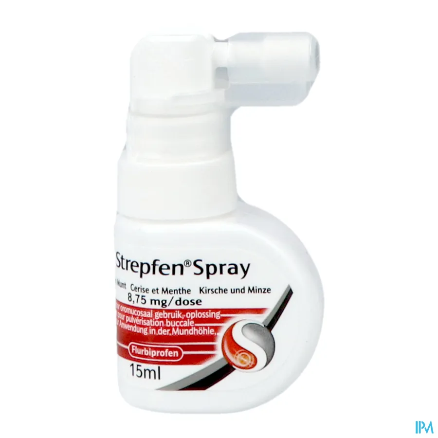 productshot van Strepfen Spray voor Oromucosaal Gebruik voor Snelle en Doeltreffende Verlichting van Keelpijn 15 ml