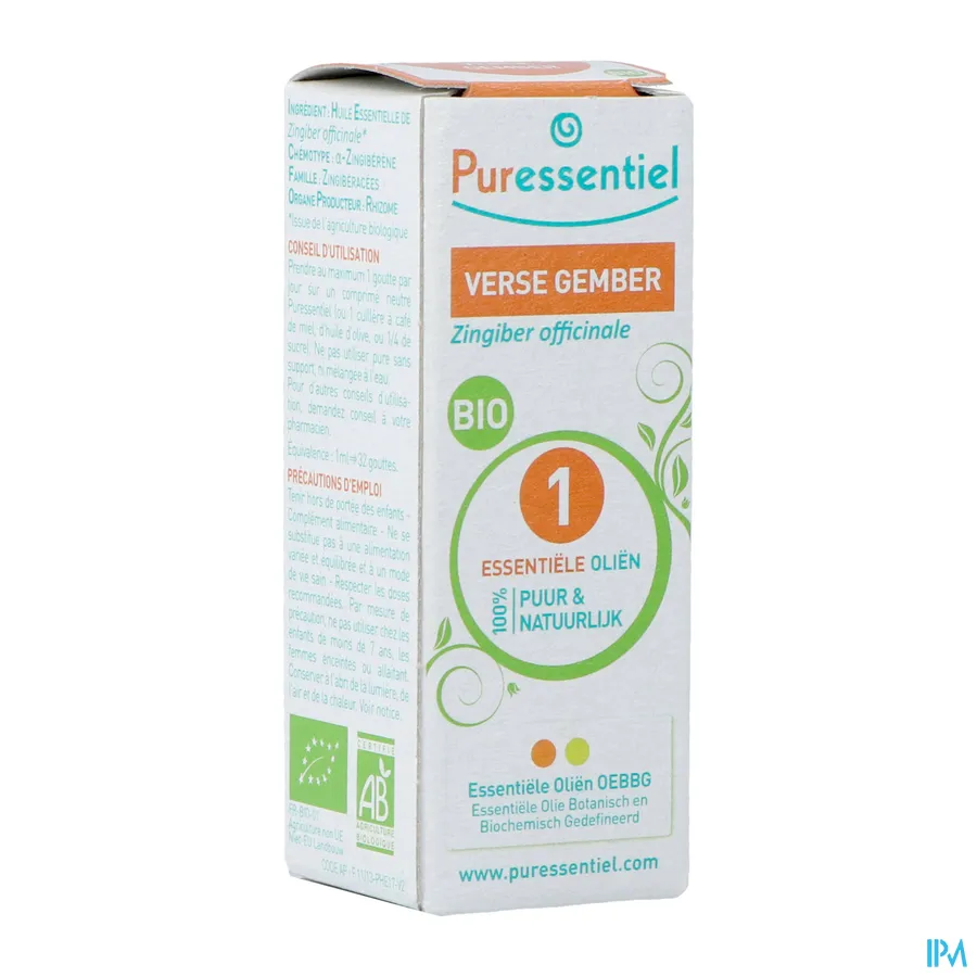 packshot van Puressentiel Bio Essentiële Olie van Verse Gember 5 ml
