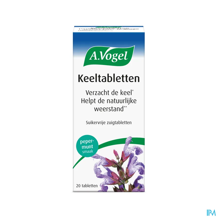 packshot van A. Vogel Keeltabletten voor Verzachting van de Keel en Hulp voor de Natuurlijke Weerstand - Suikervrije Zuigtabletten met Pepermuntsmaak 20 Stuks