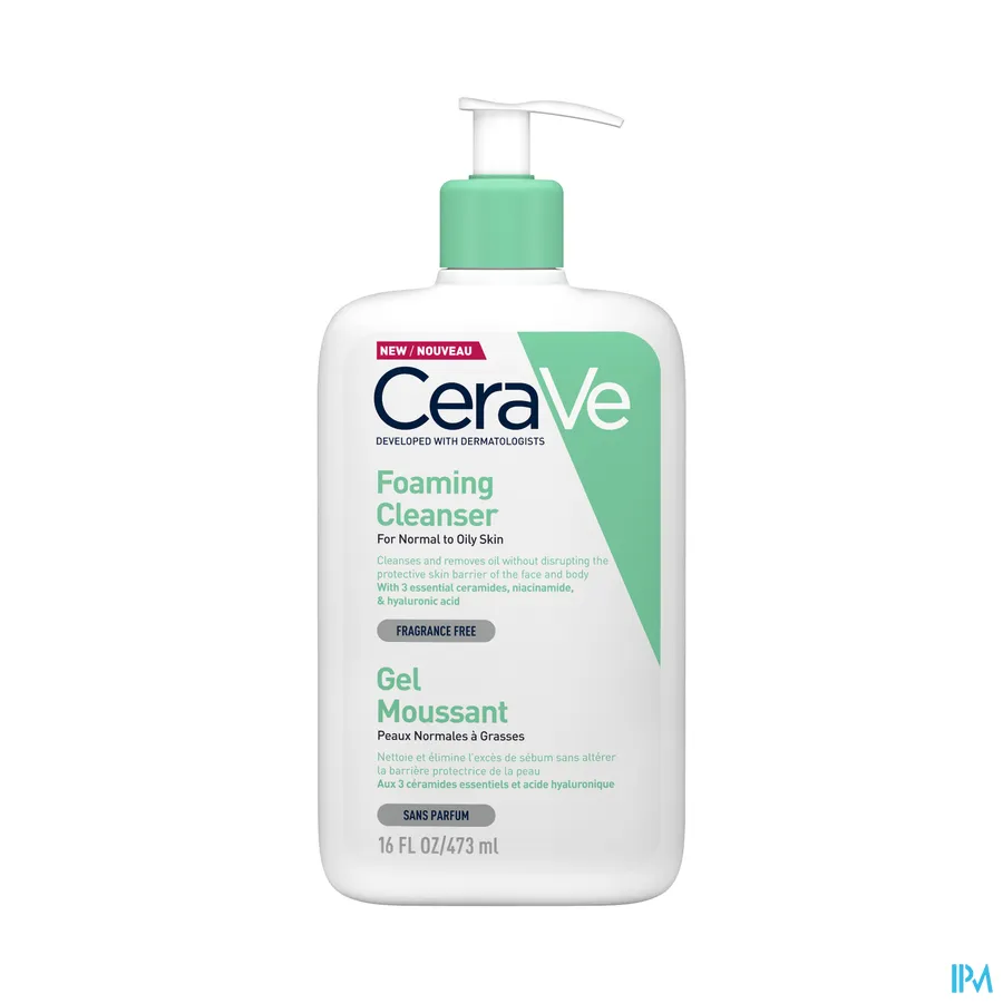 packshot van CeraVe Schuimende Reinigingsgel voor Vette Huid Pompflacon 473 ml
