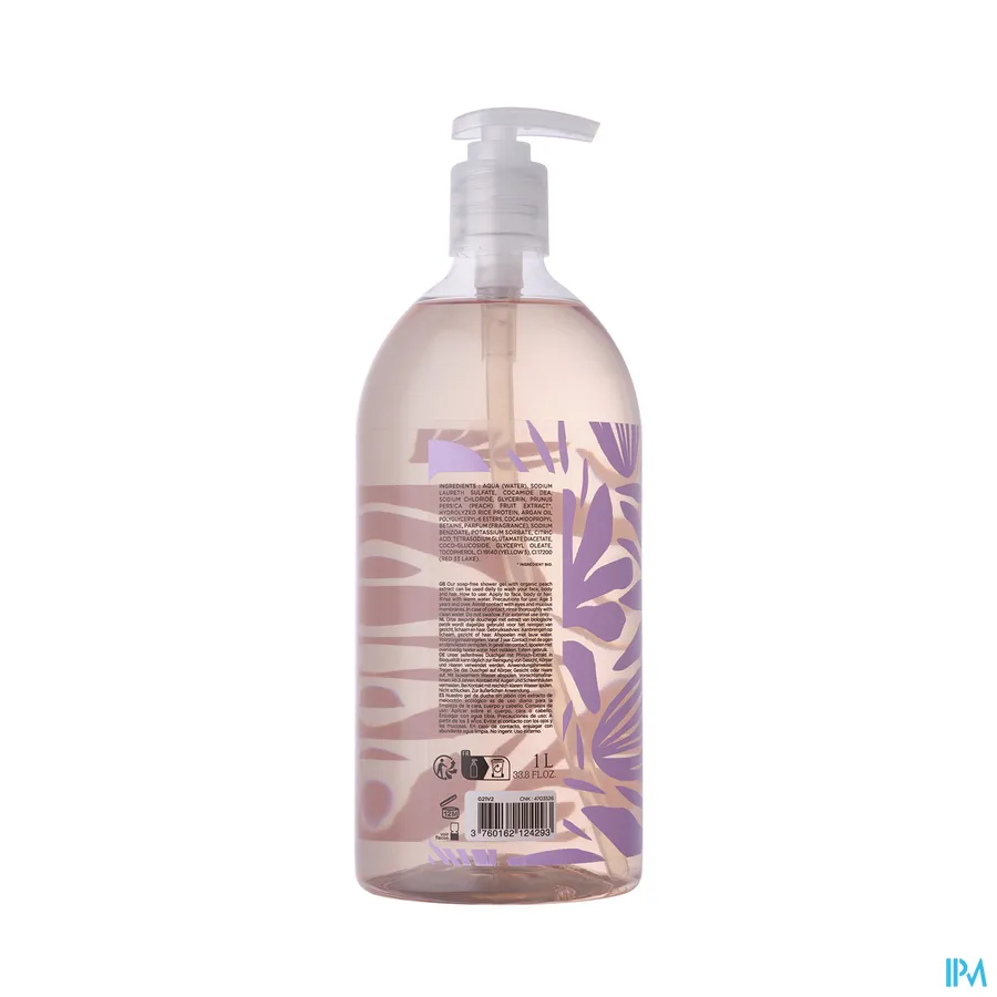 packshot van Cosm'ethik Douchegel Bio Perzik Pompfles 1l