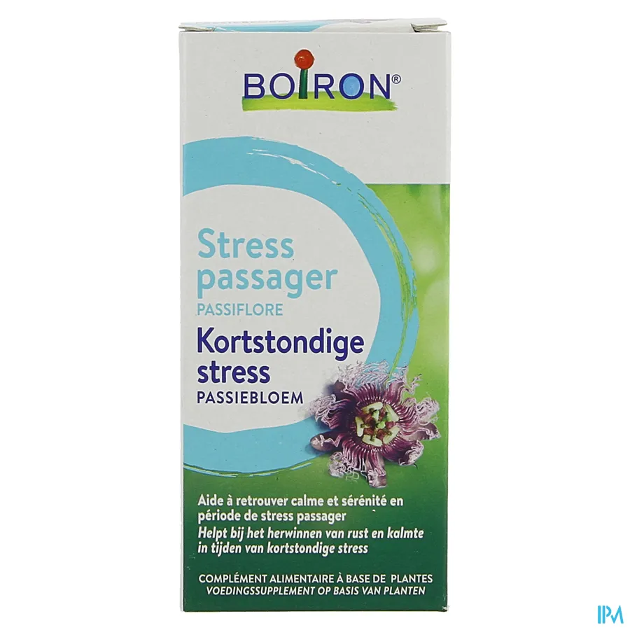 packshot van Boiron Passiebloem -Kortstondige Stress- Hulp bij Herwinnen van Rust en Kalmte in Tijden van Kortstondige Stress 60 ml