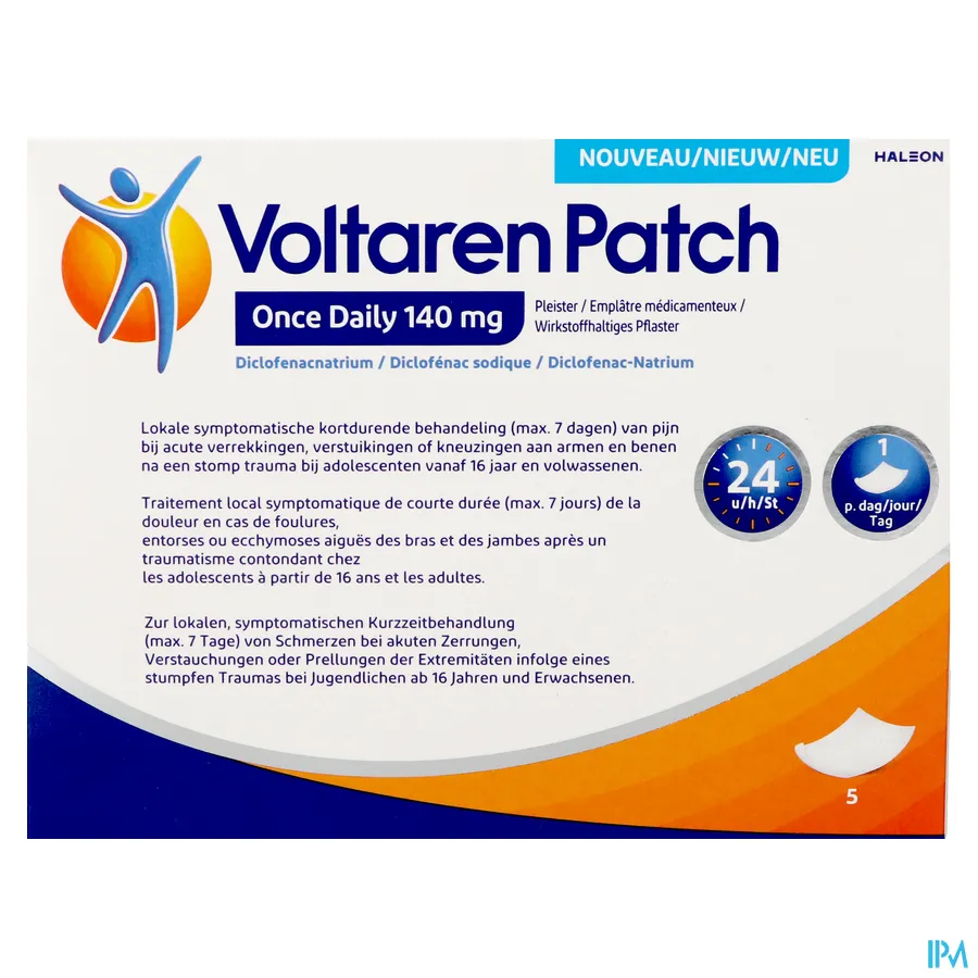packshot van Voltaren Patch 140mg Once Daily Pleister 5