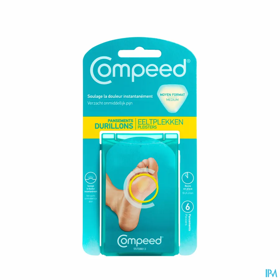 packshot van Compeed Eeltplekken Voeten Medium Formaat 6 Pleisters
