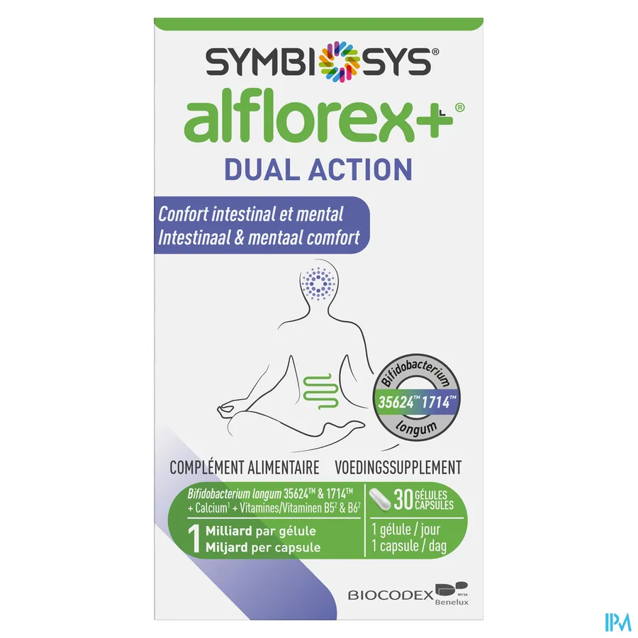 packshot van Symbiosys Alflorex+ Dual Action 30 capsules
