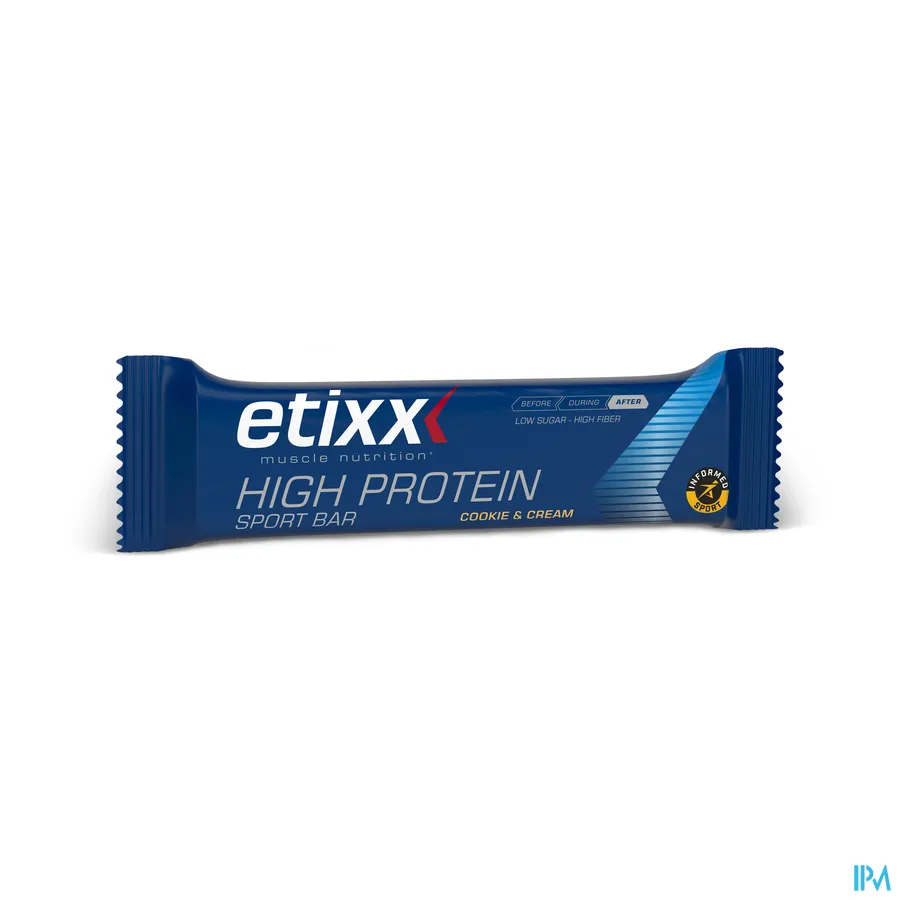 productshot van Etixx High Protein Sport Bar met Cookie and Cream Smaak 12 x 55 g