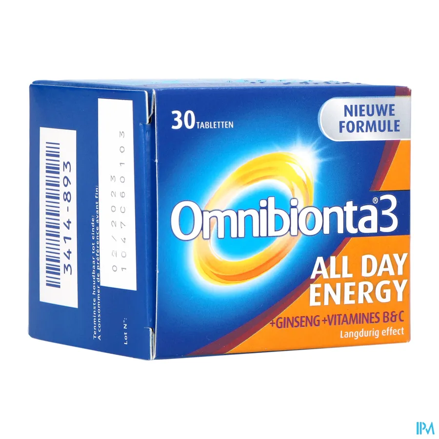 packshot van Omnibionta 3 All Day Energy Vitamines en Mineralen 30 Tabletten