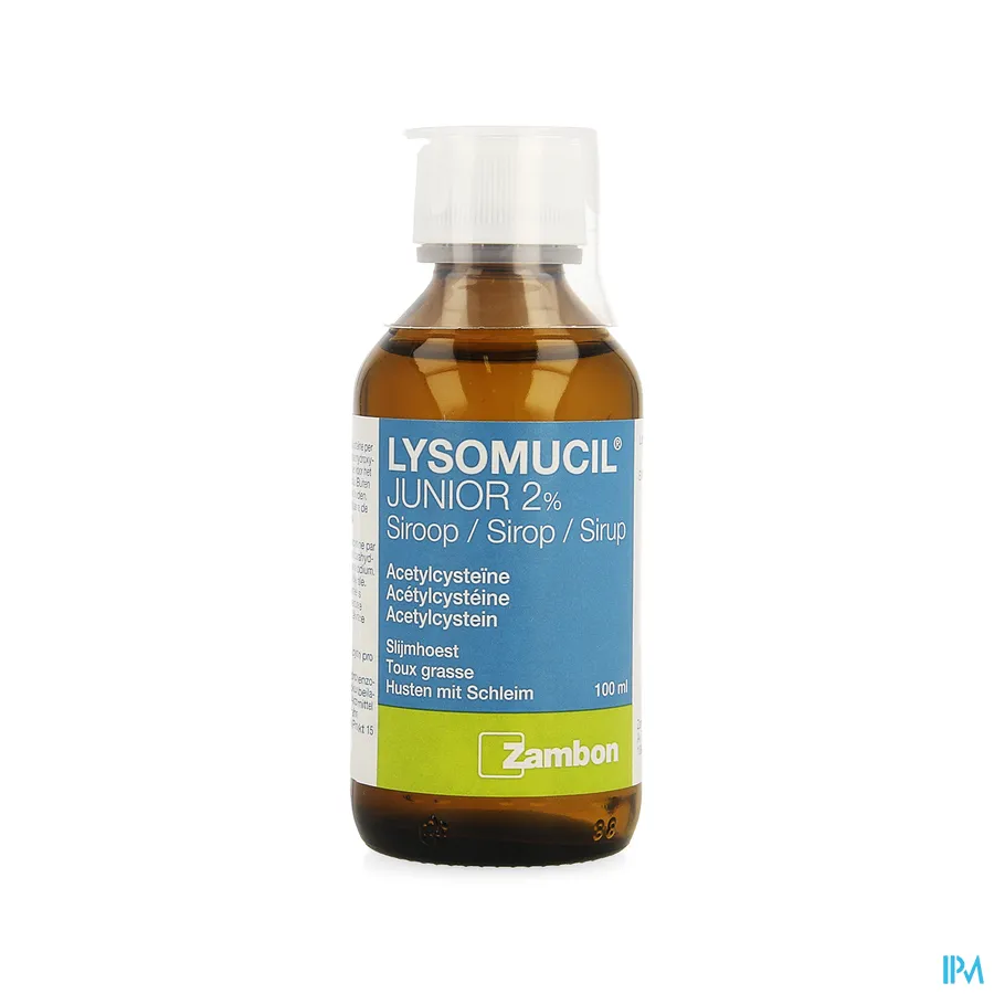 productshot van Lysomucil Junior 2% Siroop bij Slijmhoest Fles 100 ml