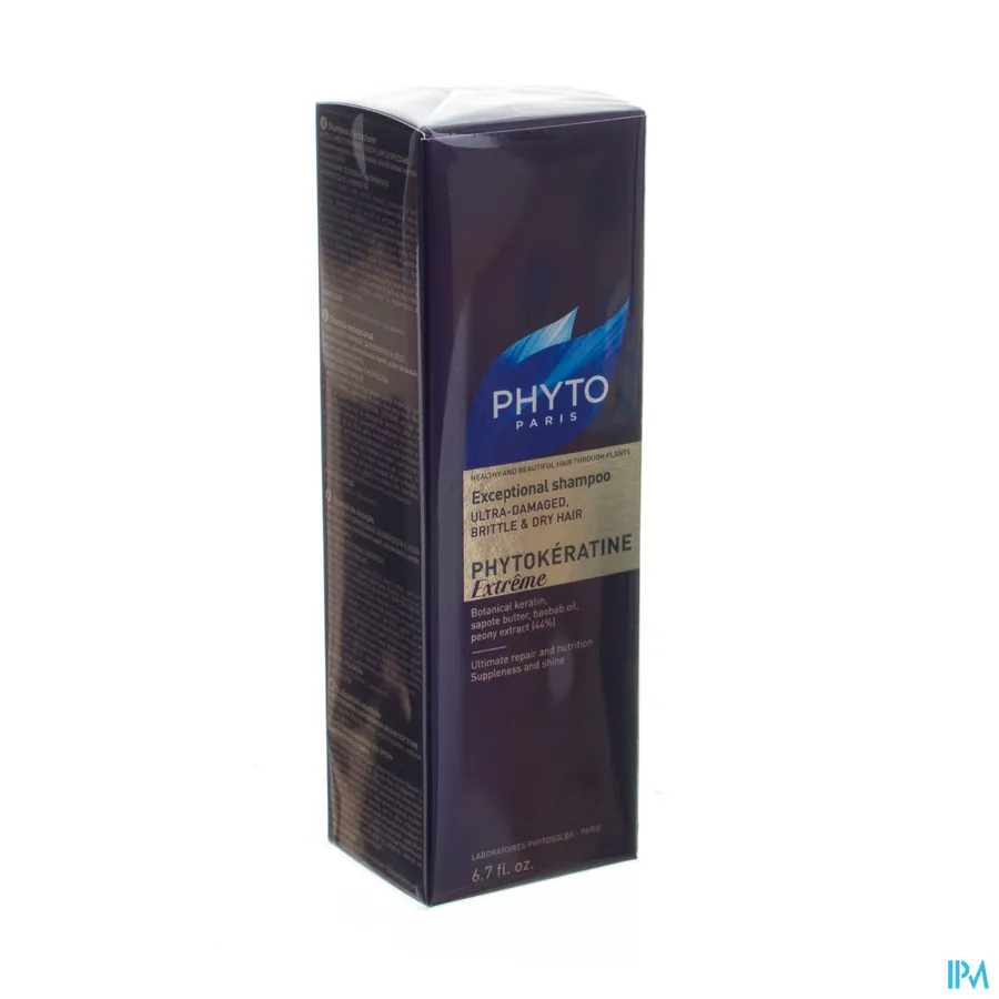 packshot van Phyto Phytokératine Extrême Uitzonderlijke Shampoo voor Zeer Beschadigd, Broos en Uitgedroogd Haar 200 ml