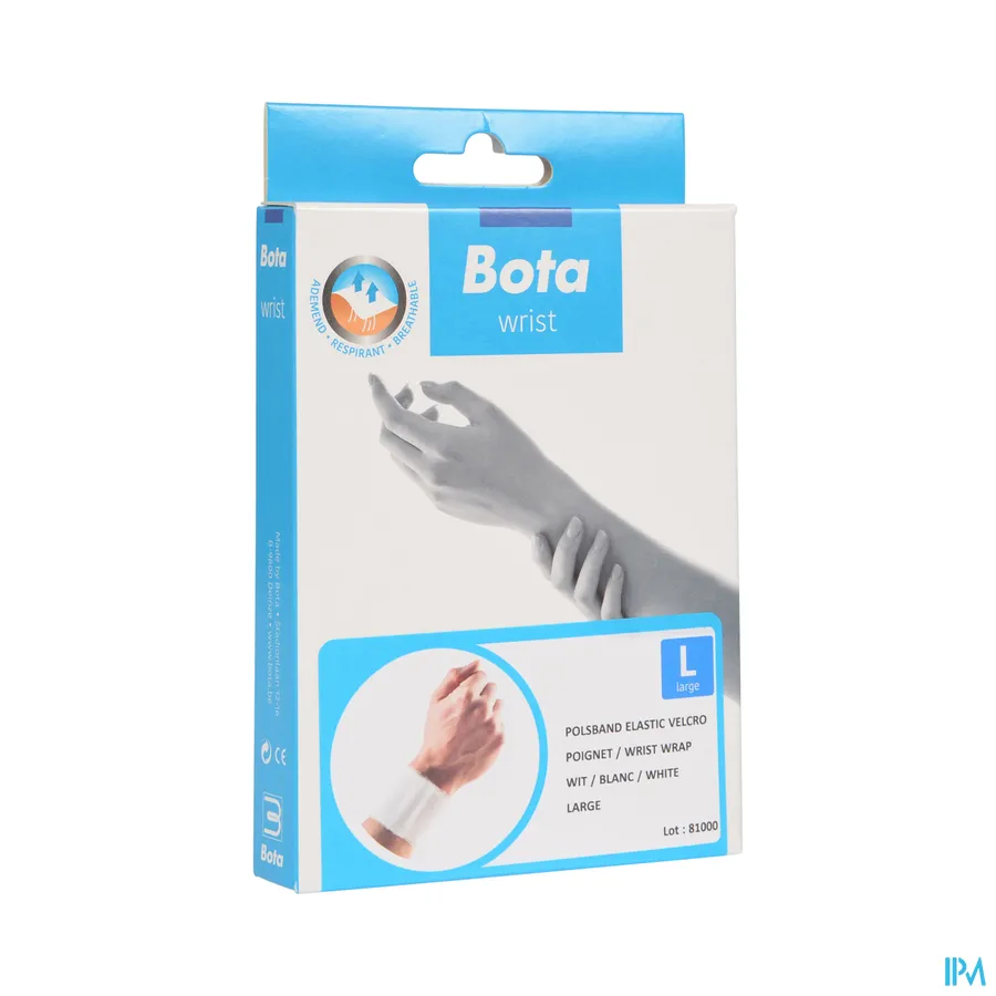 packshot van Bota polsband elastisch velcro wit L