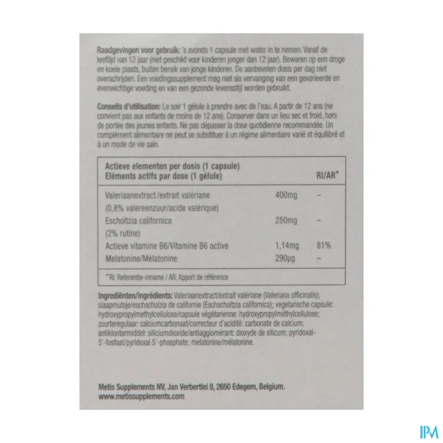 packshot van Metis Sleep 08 Start Caps 30