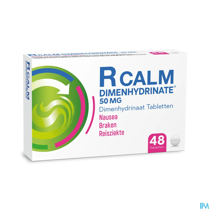 packshot van R Calm Dimenhydrinate 50 mg 48 tabletten