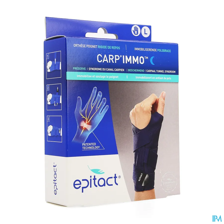 packshot van Epitact Carp'Immo Immobiliserende Polsbrace Rechts L 1 stuk