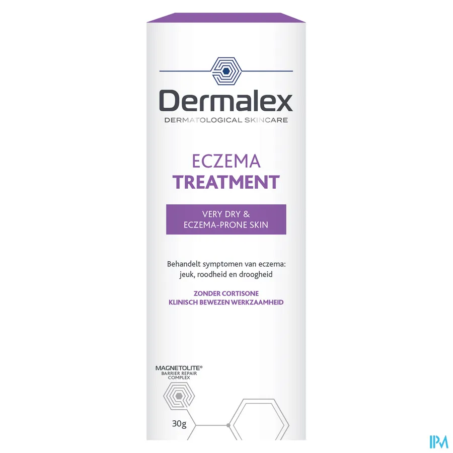 packshot van Dermalex Eczema Behandelingscrème -Behandelt Jeuk, Roodheid en Droogheid- Zonder Cortisone Tube 30 g