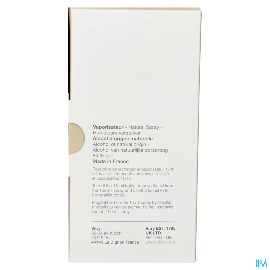 packshot van Vitry Eau De Toilette Blanc Organdi 100 ml