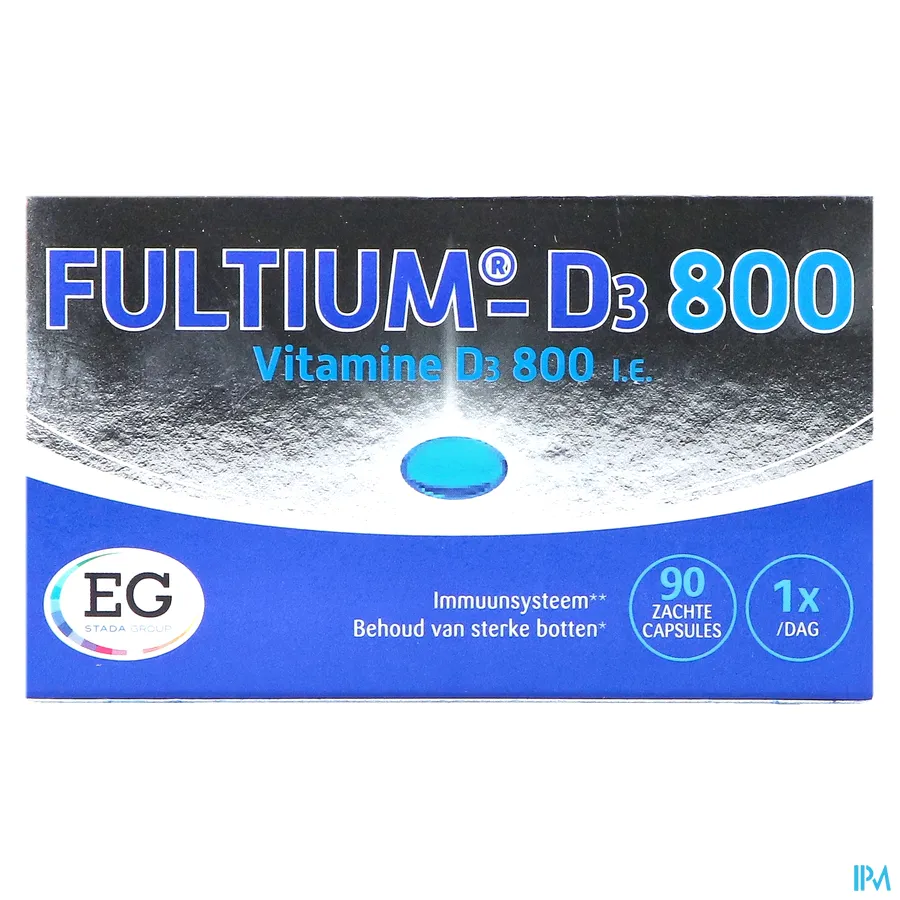 packshot van Fultium-D3 800 met 800 IU Vitamine D voor het Immuunsysteem en het Behoud van Sterke Botten 90 Capsules