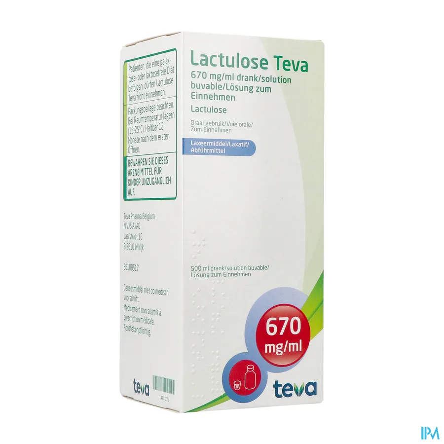 packshot van Lactulose Teva Siroop 500 ml
