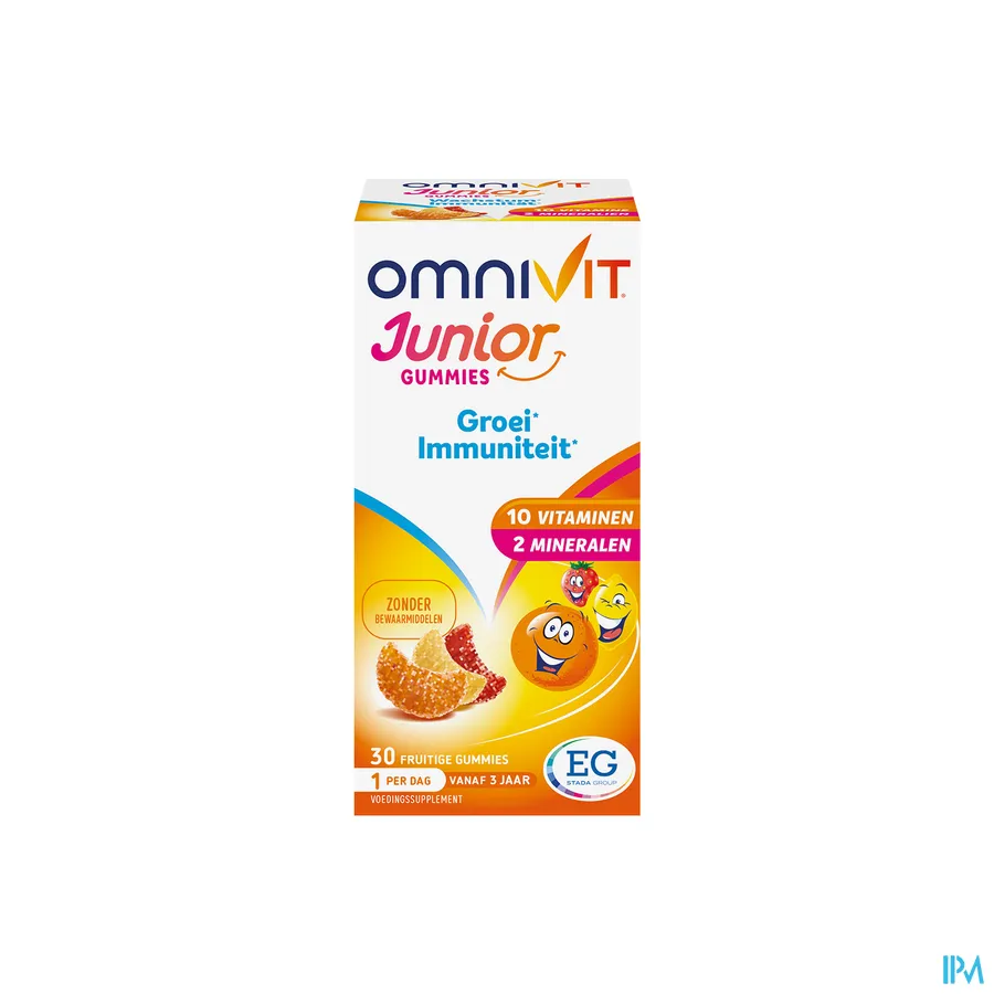 packshot van Omnivit Junior voor Groei en Immuniteit 30 Gummies met Lekkere Fruitsmaak