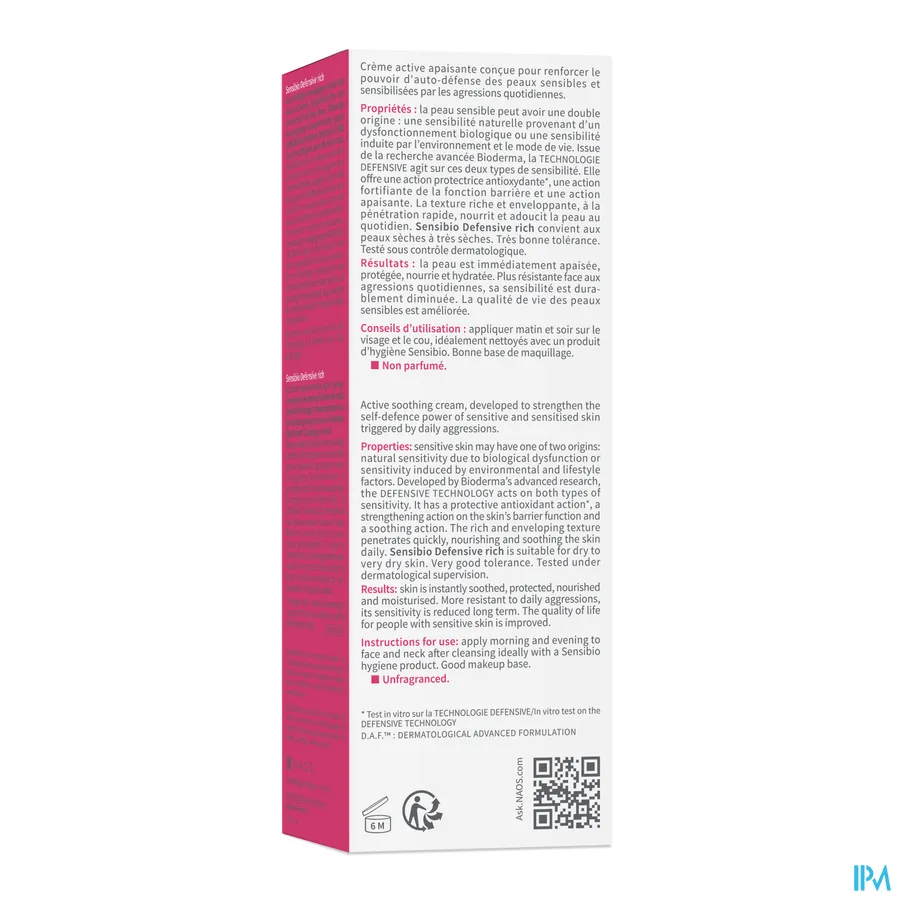packshot van Bioderma Sensibio Rijke Crème 40 ml