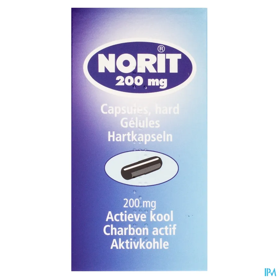 packshot van Norit 200 mg Actieve Kool 30 Capsules