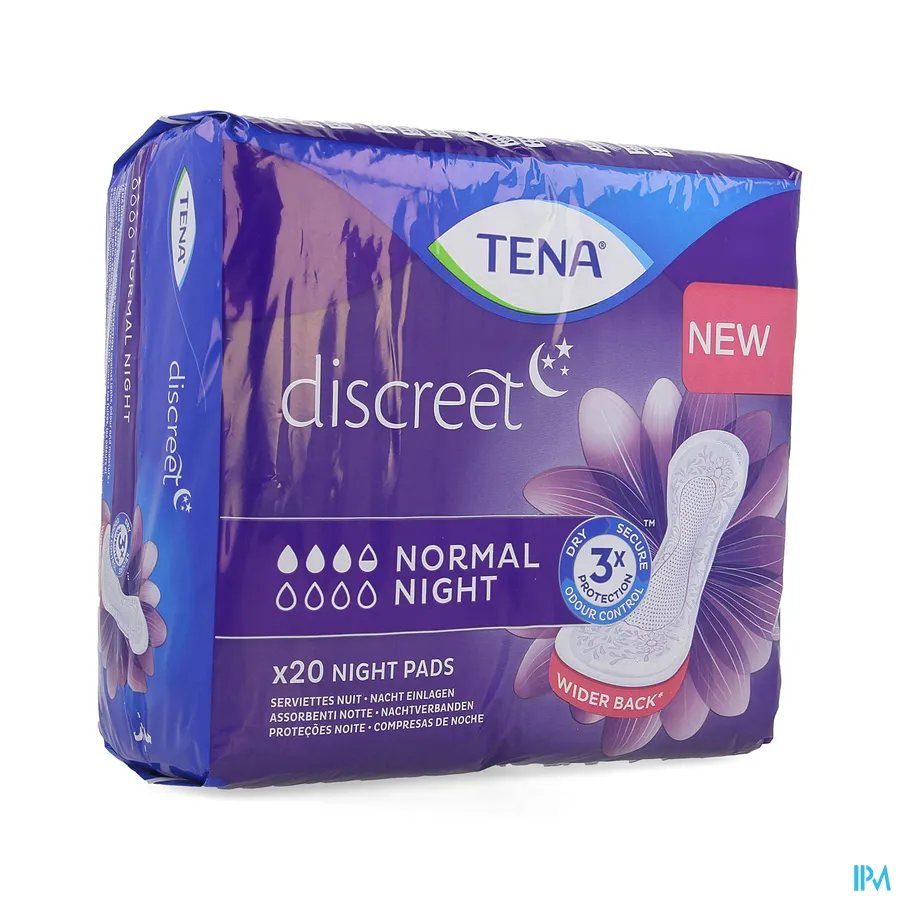 packshot van TENA Discreet Protect+ Normal Night 20 stuks