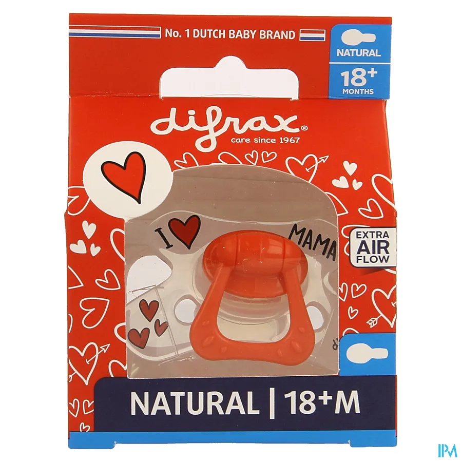 packshot van Difrax Fopspeen Natural 18m+ I Love