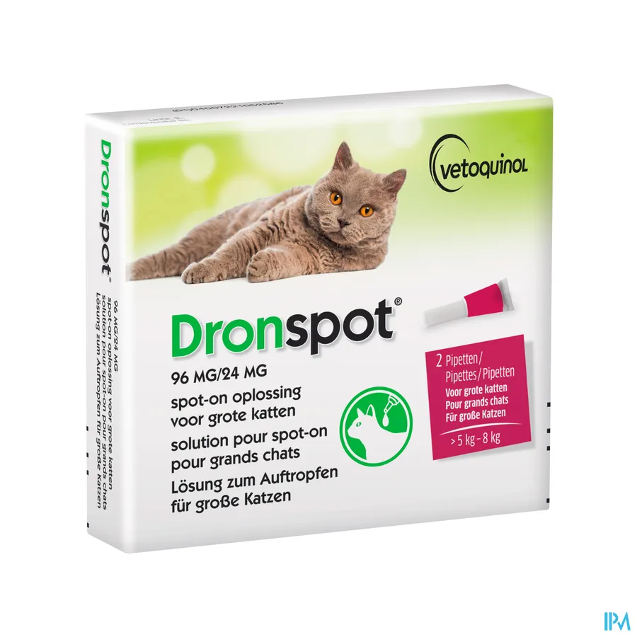 packshot van Dronspot 96 mg/24 mg Spot-on Kat >5-8 kg 2 stuks