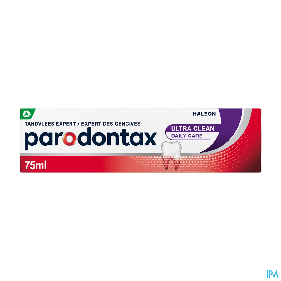 packshot van Parodontax Ultra Clean -Dagelijkse Fluoride Tandpasta voor Gezond Tandvlees en Sterke Tanden - Helpt tegen en Voorkomt Bloedend Tandvlees- Tube 75 ml