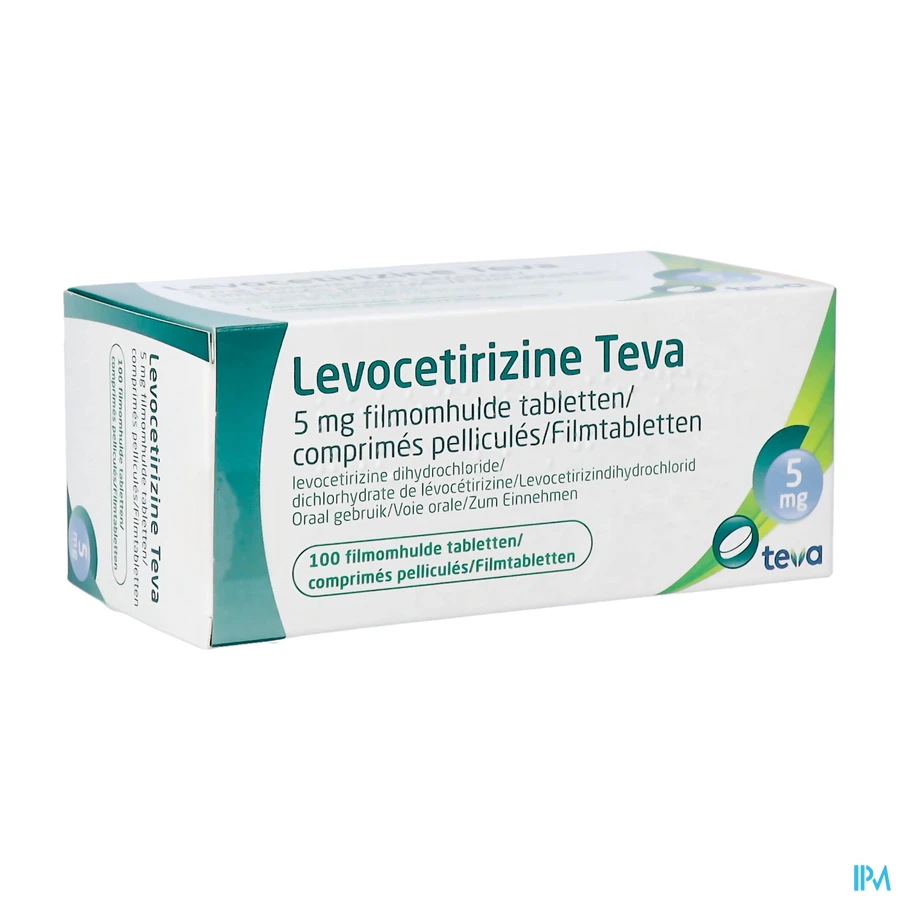 packshot van Levocetirizine Teva 5 mg 100 Tabletten