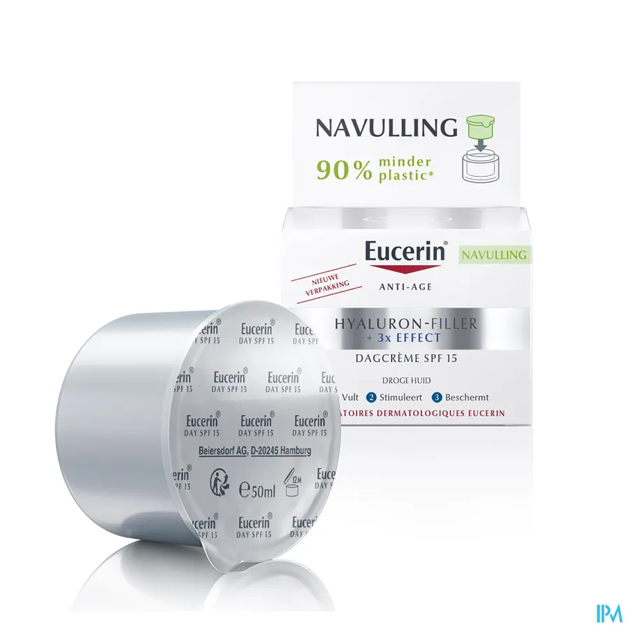 productshot van Eucerin Hyaluron-Filler X3 Dagcrème Droge Huid SPF 15 Navulling 50 ml - Navulling