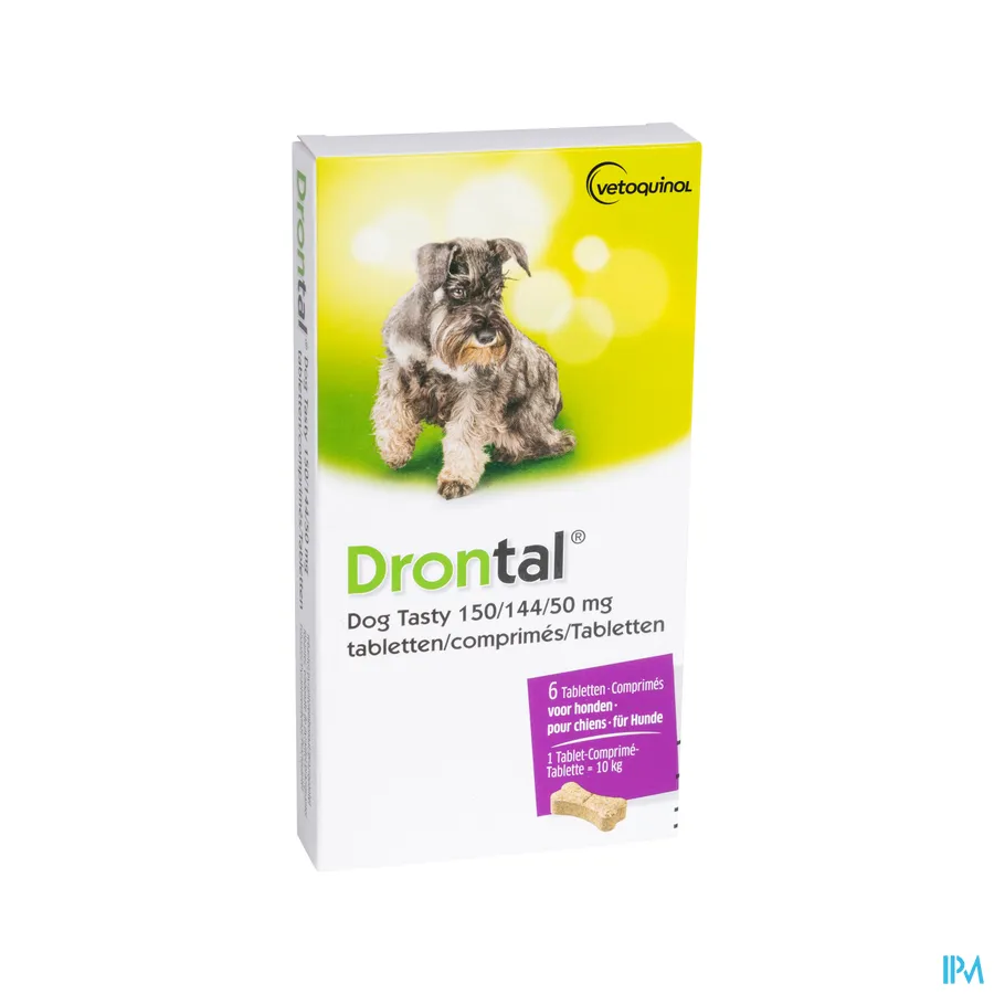packshot van Drontal Dog Tasty 6 tabletten