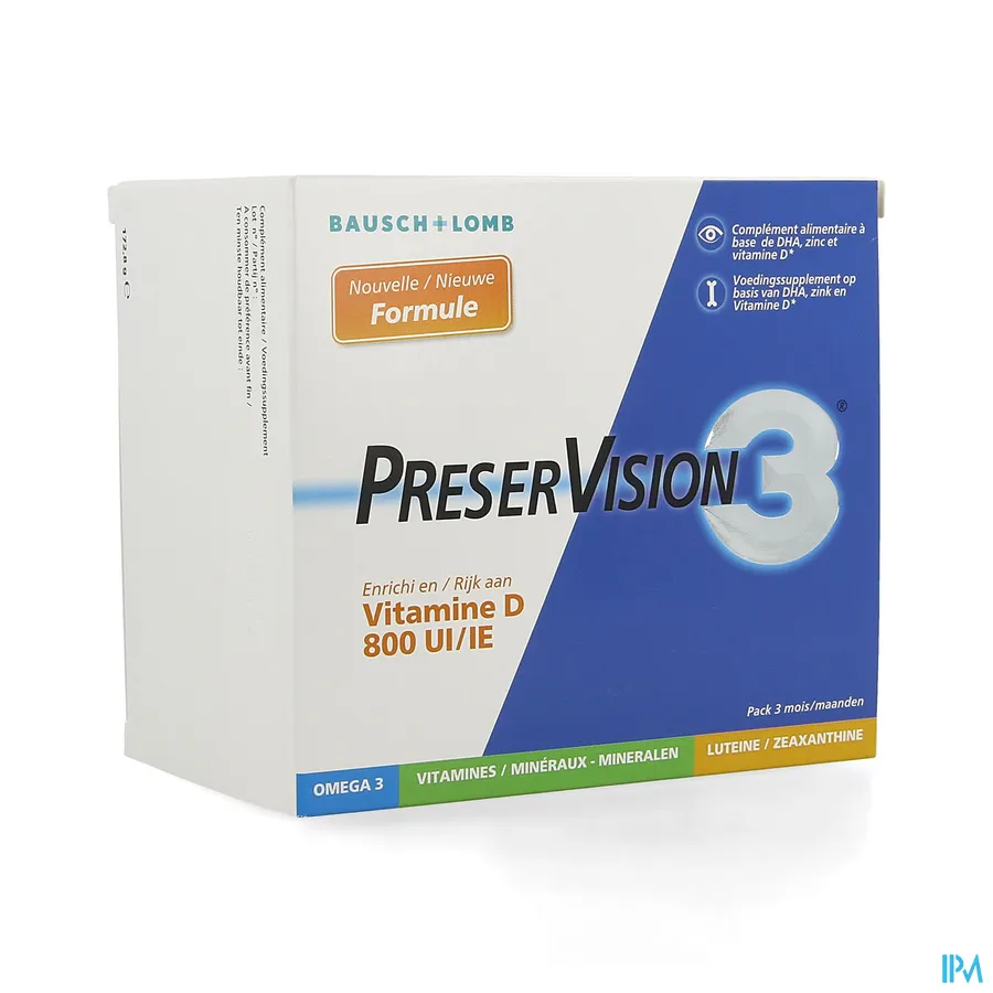 packshot van Bausch & Lomb PreserVision 3 180 capsules