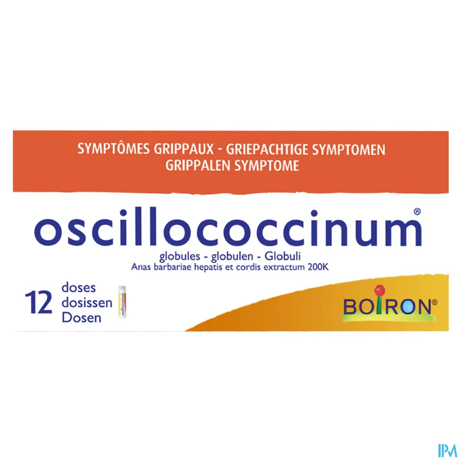 packshot van Oscillococcinum Doses 12 X 1g Boiron