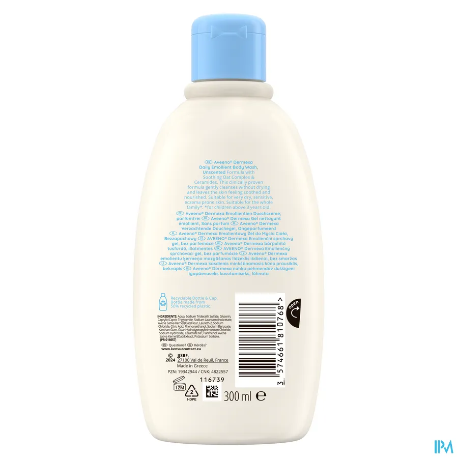 productshot van Aveeno Dermexa Verzachtende Douchegel 300 ml