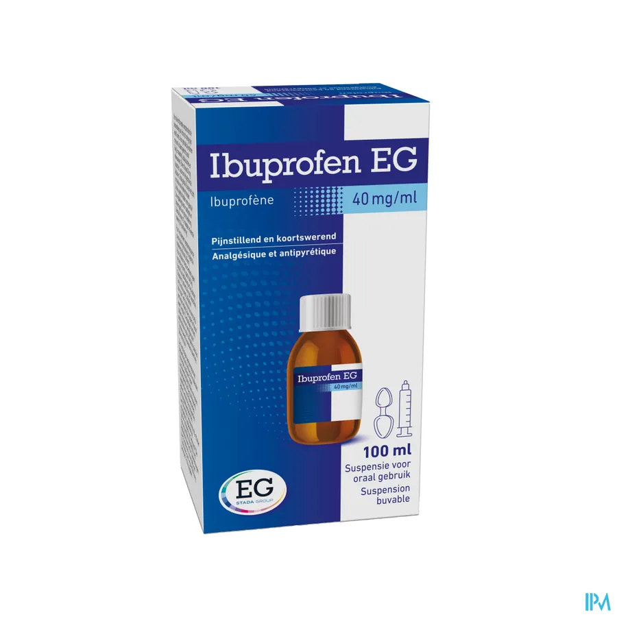 packshot van Ibuprofen EG Orale Suspensie 100 ml